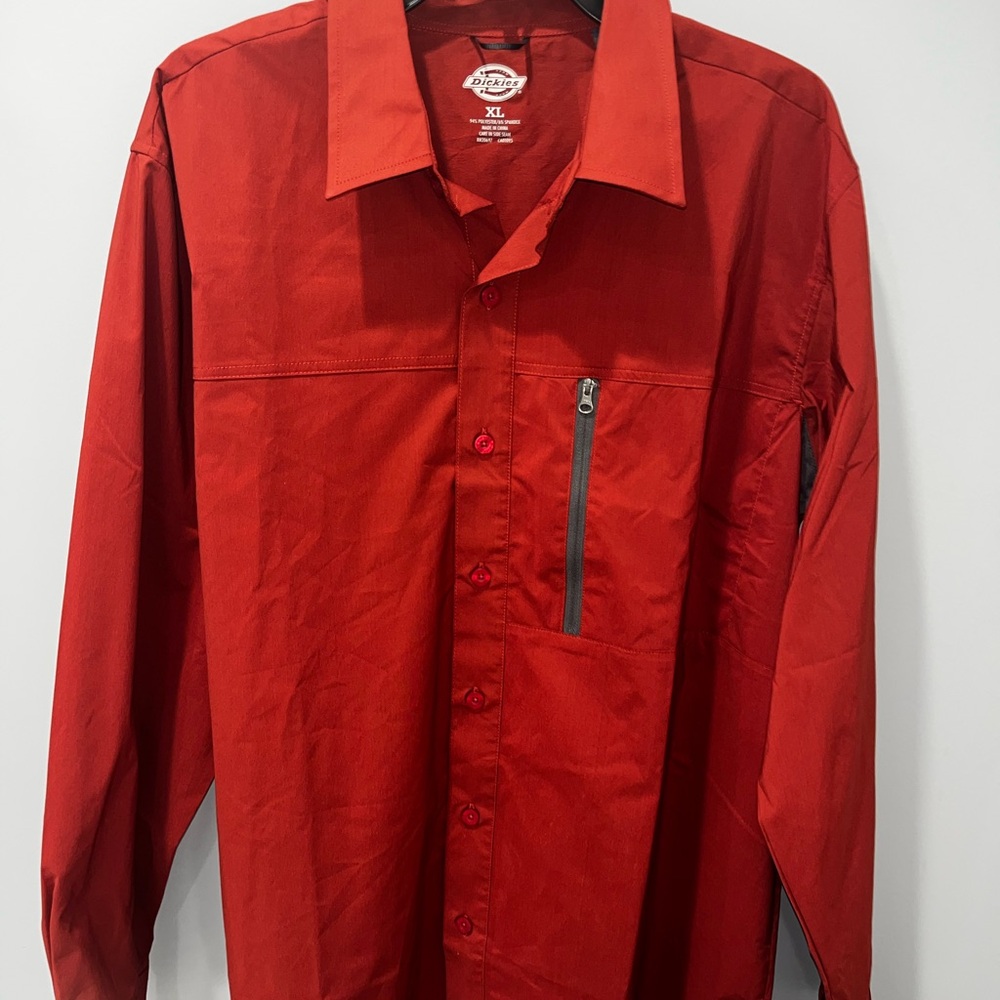 Dickies Red Casual Button Down Shirt
